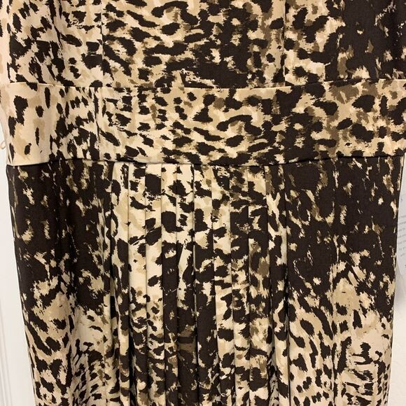 Eliza J Watercolor Leopard Belted Dress 16W NWT Mob Wife Chic - Picture 2 of 8